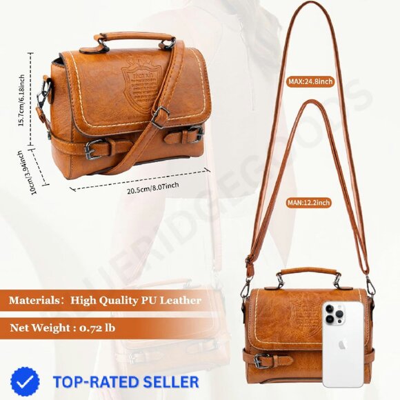 Women's Small Crossbody Bag Y2K Chic PU Leather Evening Tote Purse - Picture 3 of 4